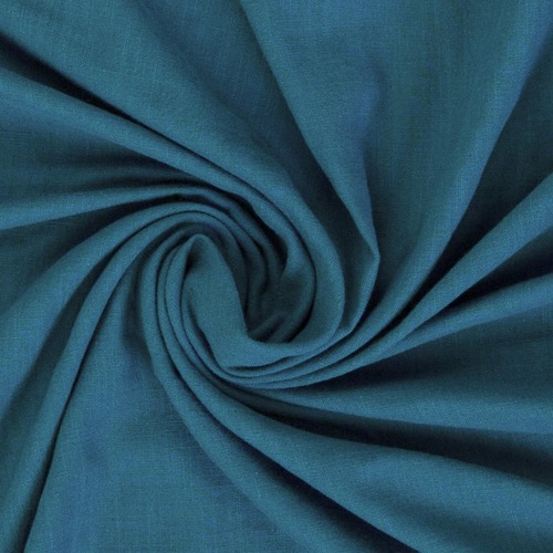 *REMNANT 57cm* European 'Linen Look' Cotton Double Muslin, Oeko-Tex, Petrol Blue