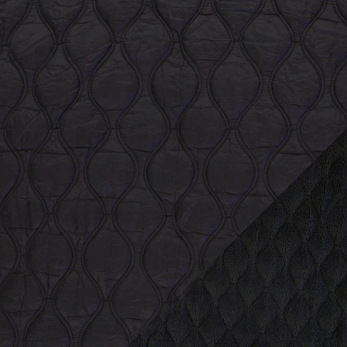 European Quilted Plush Coating, Diamonds Black
