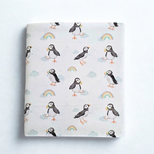 *REMNANT 99cm* European Cotton Elastane Jersey, Oeko-Tex, Puffin Rainbow