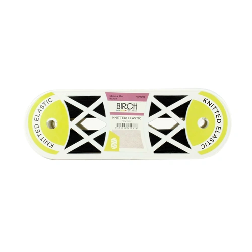 Elastic, Birch Creative, Knitted 50mm, Black 15m Roll