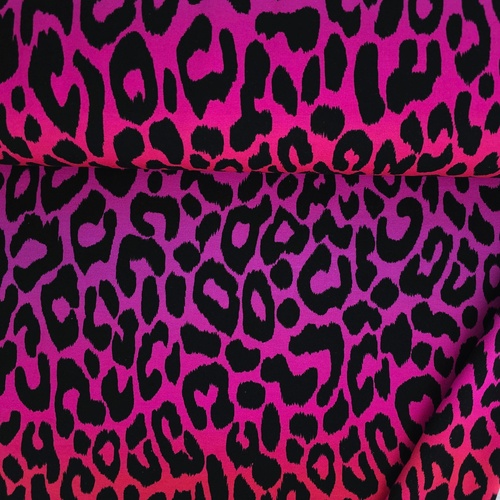 European Knit, Oeko-Tex, French Terry, Ombre Leopard Pink