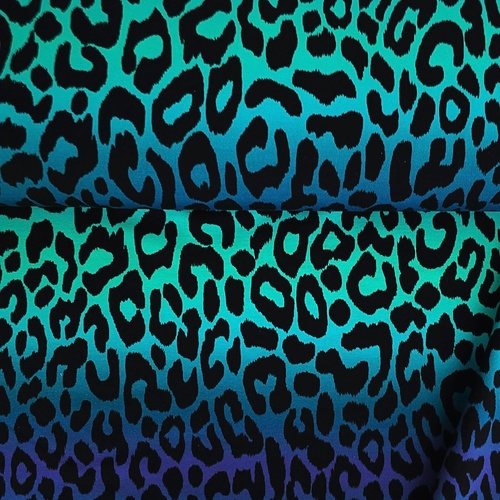 European Knit, Oeko-Tex, French Terry, Ombre Leopard Blue