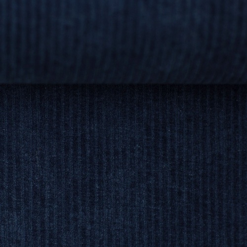 *REMNANT 97cm* European Stretch Velour Corduroy Jersey, Dark Navy