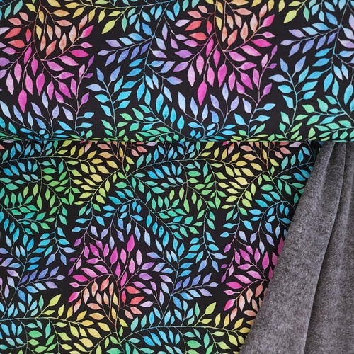 *REMNANT 132cm* European Alpine Fleece Sweater Knit, Rainbow Leaves