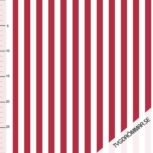*REMNANT 130cm* Tygdrommar, GOTS Organic Jersey, Vertical Stripes Red