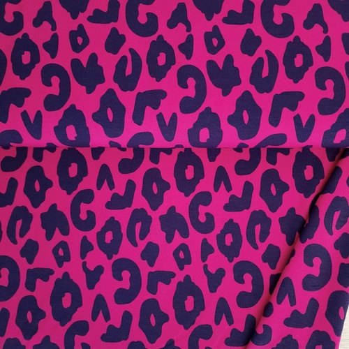*REMNANT 48cm* European Modal Blend French Terry Knit, Wild Pink/Navy