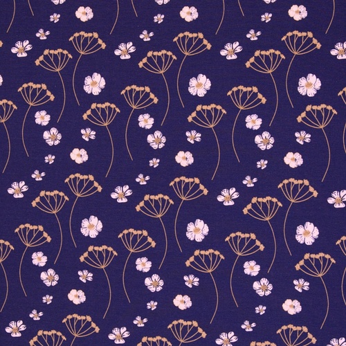 *REMNANT 97cm* European Modal/Cotton Blend Elastane French Terry Knit, Dandelions Violet