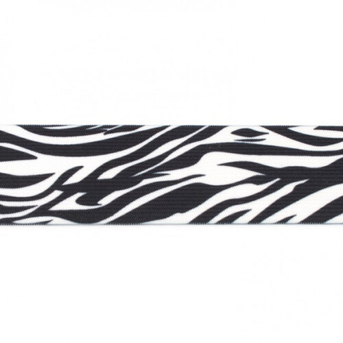*REMNANT 136cm* Waistband Elastic, 40mm Zebra Stripes Black & White