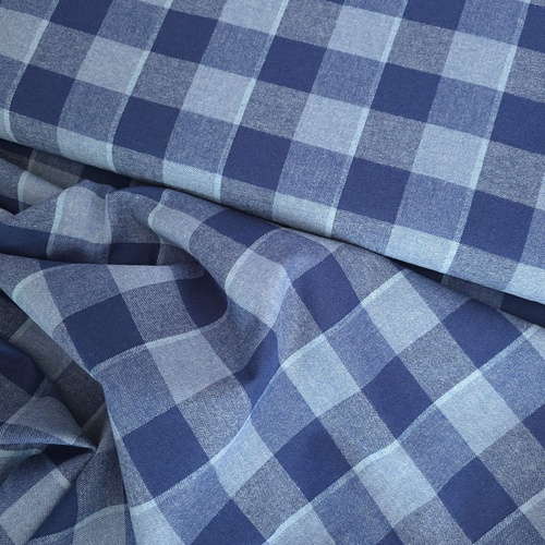 *REMNANT 89cm* European Fine Brushed Cotton Flannel, Buffalo Plaid Blue