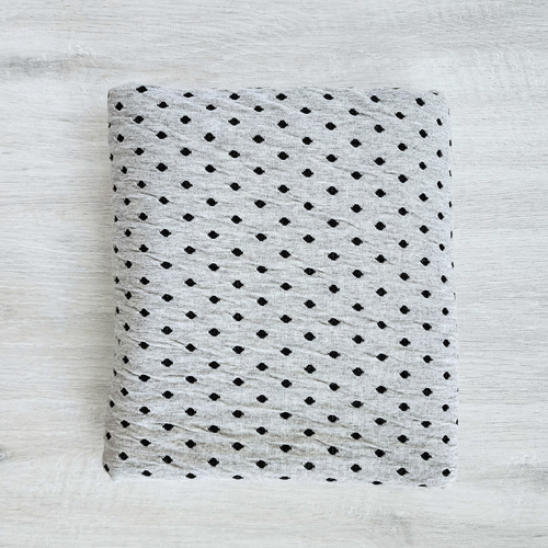 *REMNANT 138cm* European Double Sided Cotton Jersey Ripple Knit, Dots Black