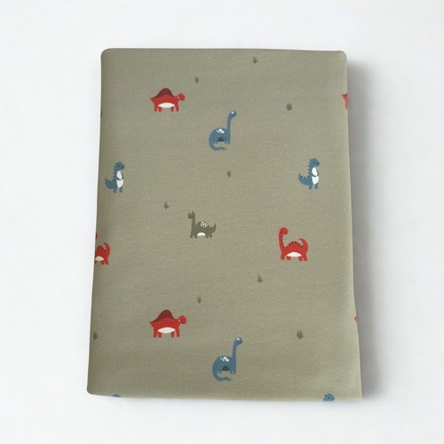 *REMNANT 108cm* European Cotton Elastane Jersey, Oeko-Tex, Baby Dino Green