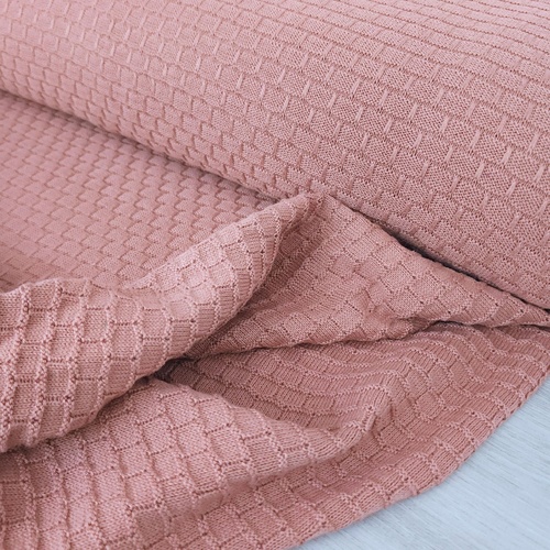 *REMNANT 142cm* European 100% Cotton Lattice Textured Knit, Oeko-Tex, Vintage Rose