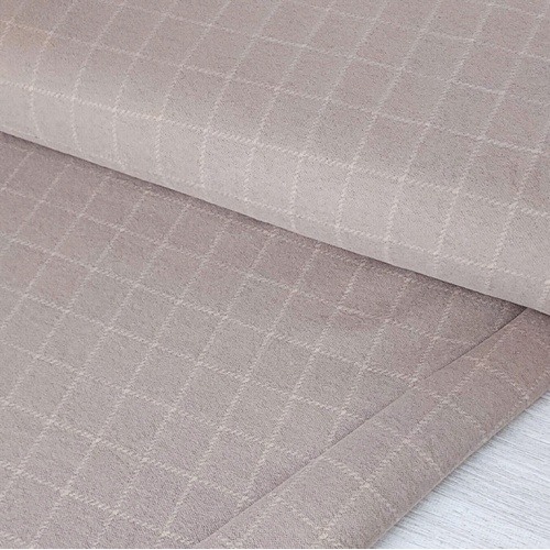 *REMNANT 140cm* Cosy Stretch Cotton Knit Flannel, Grid Neutral