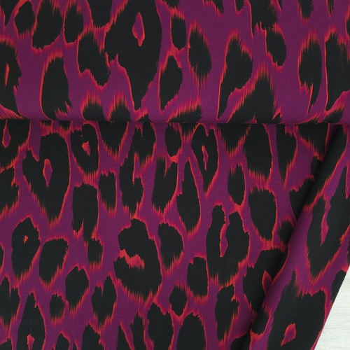 European Modal/Cotton Blend Elastane French Terry Knit, Wild Instinct Electric Berry
