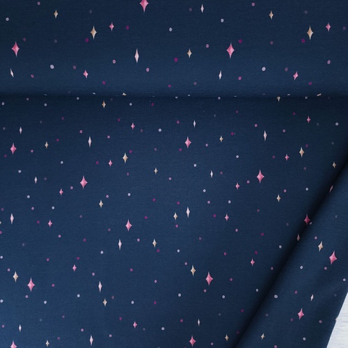 *REMNANT 88cm* European Knit, Oeko-Tex, French Terry, Dreamscape Diamonds Blue