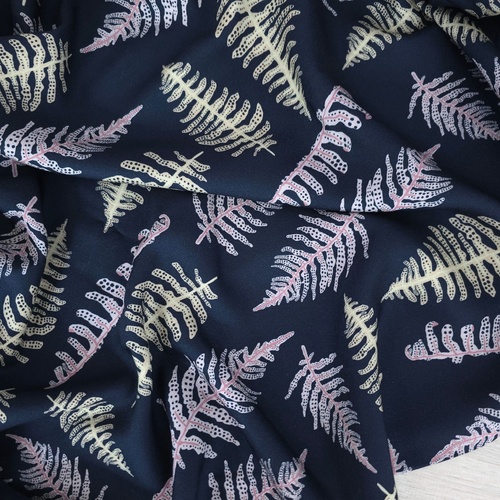 *REMNANT 165cm* European Woven Viscose Twill, Oeko-Tex, Fern Leaves