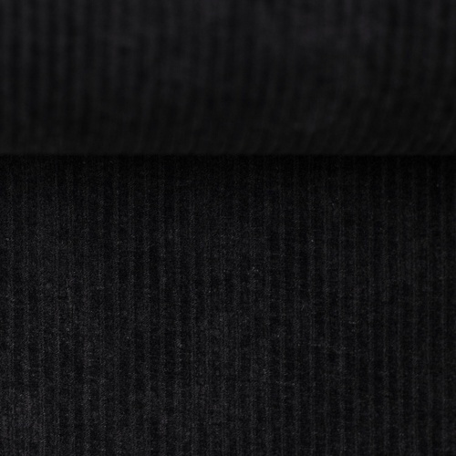 *REMNANT 114cm* European Stretch Velour Corduroy Jersey, Black