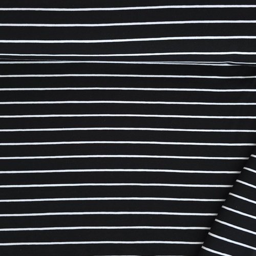 European Cotton Elastane Jersey, Oeko-Tex, Yarn Dyed Striped Black