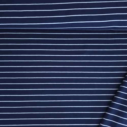 European Cotton Elastane Jersey, Oeko-Tex, Yarn Dyed Striped Imperial Blue