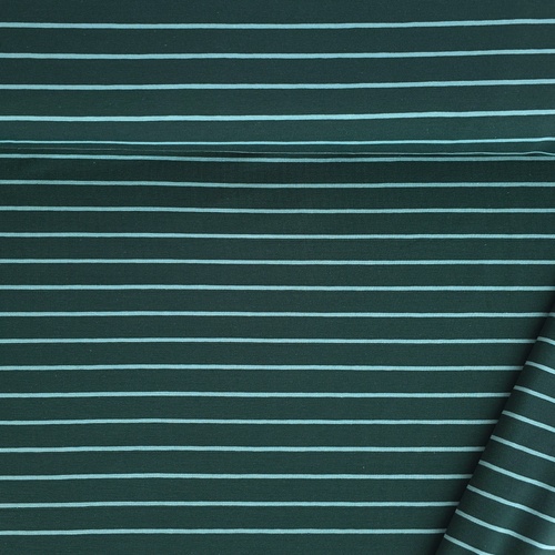 European Cotton Elastane Jersey, Oeko-Tex, Yarn Dyed Striped Royal Pine
