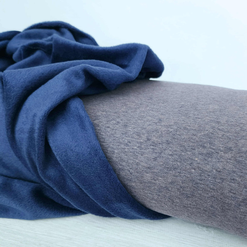 *REMNANT 140cm* European Alpine Fleece Sweater Knit, Melange Dark Blue