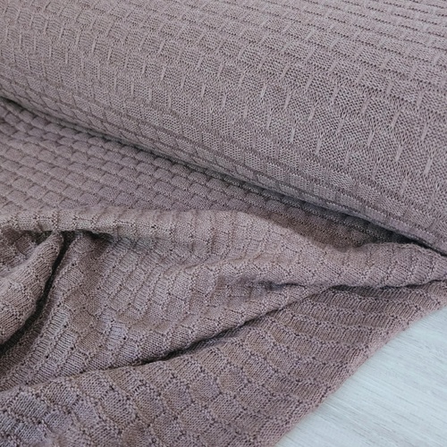 *REMNANT 142cm* European 100% Cotton Lattice Textured Knit, Oeko-Tex, Putty