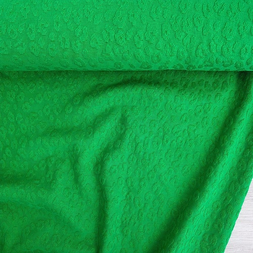 European Textured Leopard Cotton Jersey Knit, Oeko-Tex, Shamrock