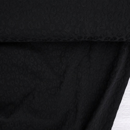 European Textured Leopard Cotton Jersey Knit, Oeko-Tex, Black