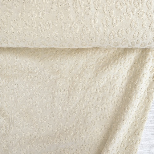 European Textured Leopard Cotton Jersey Knit, Oeko-Tex, Vanilla Cream