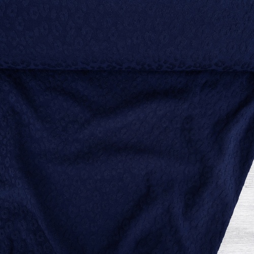 European Textured Leopard Cotton Jersey Knit, Oeko-Tex, Navy