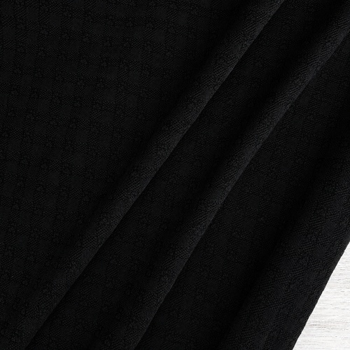 European Textured Jacquard Look Cotton Jersey Knit, Oeko-Tex, Black