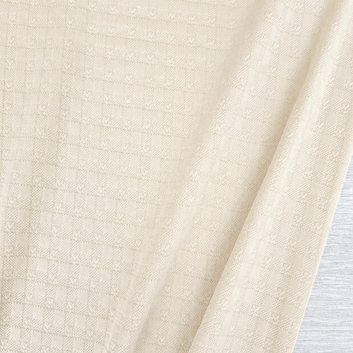 European Textured Jacquard Look Cotton Jersey Knit, Oeko-Tex, Vanilla Cream