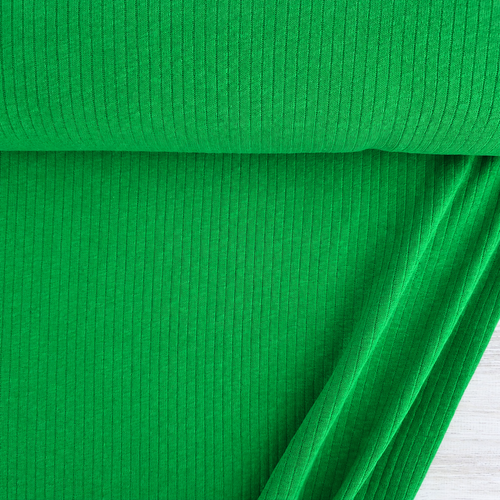 European Lightweight Linen Cotton Ribbed Jersey Knit, Oeko-Tex, Shamrock