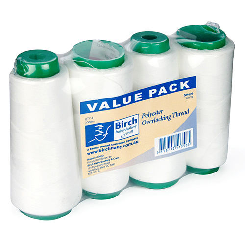 Birch, Overlocking Thread, Value 4 pack, WHITE