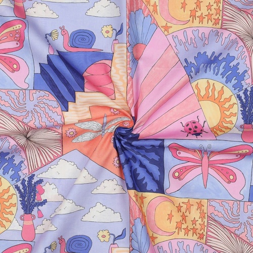 *REMNANT 103cm* European Cotton Poplin, Pastel Promenade Lilac