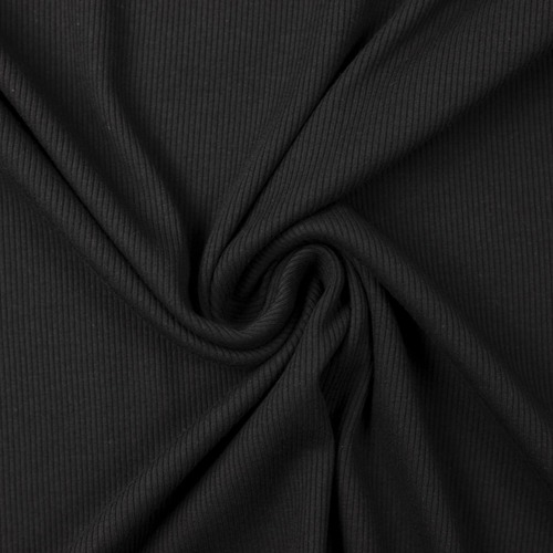 *REMNANT 106cm* European Fine Ribbed Jersey Knit, Oeko-Tex, Black