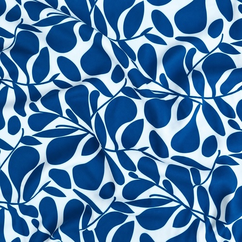 European Woven Viscose, Oeko-Tex, Leaf Dance Blue