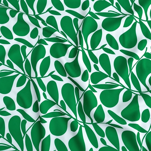 European Woven Viscose, Oeko-Tex, Leaf Dance Emerald 