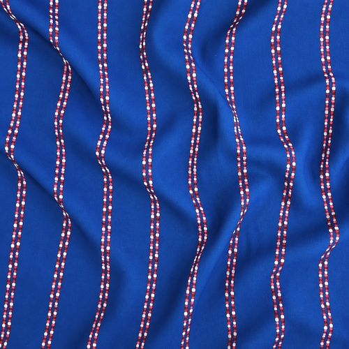 European Woven Viscose, Oeko-Tex, Running Stitch Blue