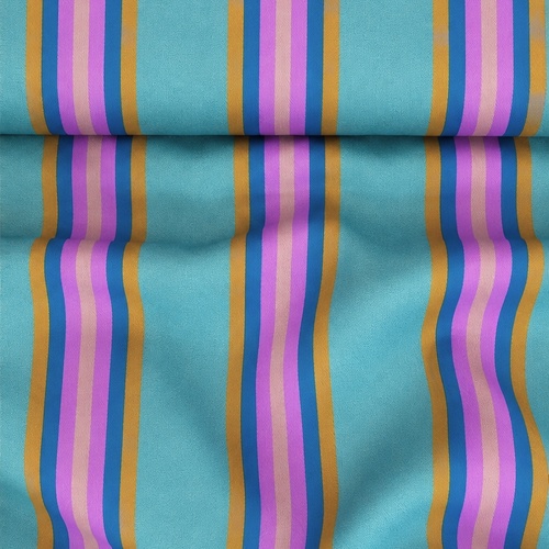 European Woven Viscose, Oeko-Tex, Sorbet Stripes Aqua
