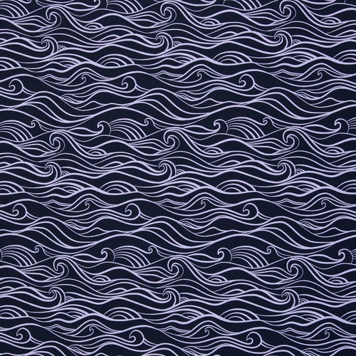 *REMNANT 61cm* European Cotton Elastane Jersey, Oeko-Tex, Nautical Swirl Navy
