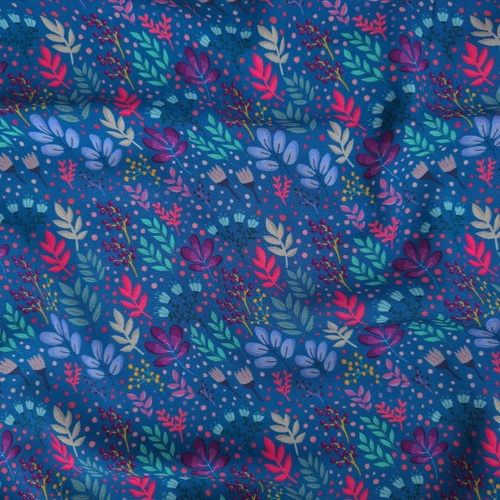 European Woven Viscose, Oeko-Tex, Wildflower Waltz Blue