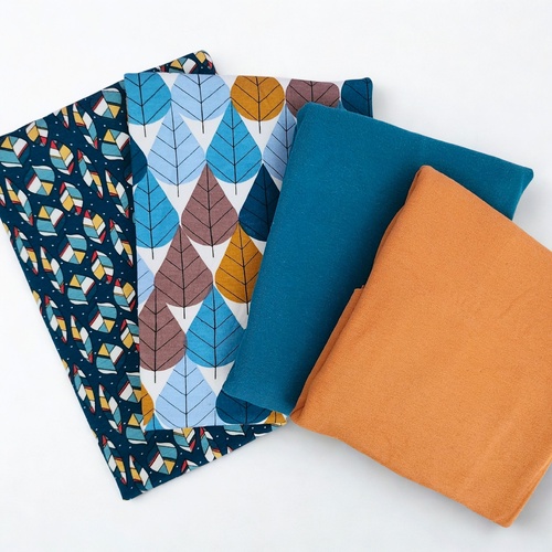 Organic Interlock Jersey Knit Remnants Bundle - Autumn Leaves 4 Piece
