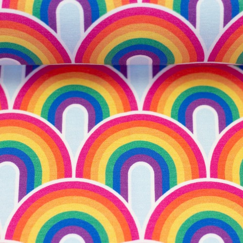 *REMNANT 99cm* European Cotton Elastane Jersey, Oeko-Tex, Rainbow Bright