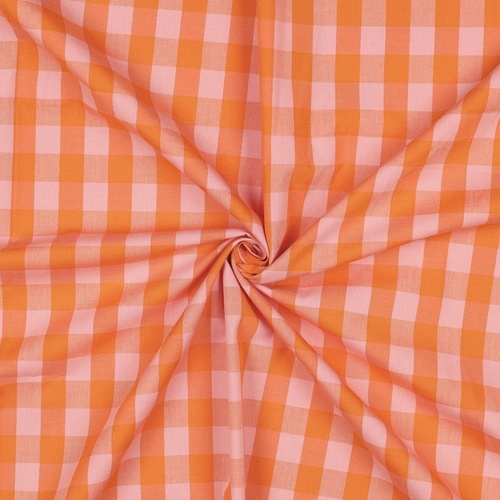 Picnic Gingham, European Yarn Dyed Woven Cotton, Apricot Blush