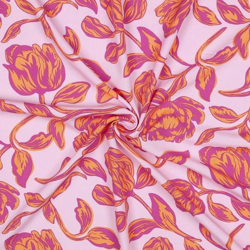 European Woven Viscose, Oeko-Tex, Sunset Peony