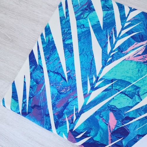 *REMNANT 135cm* European Cotton Elastane Jersey, Oeko Tex, Palm Leaves White