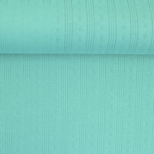 *REMNANT 127cm* European Cotton Pointelle Jersey Knit, Oeko-Tex, Mint Turquoise