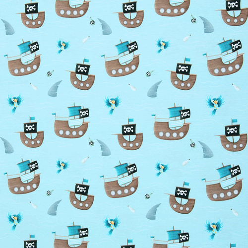 *REMNANT 120cm* European Cotton Elastane Jersey, Oeko-Tex, Pirate Cove