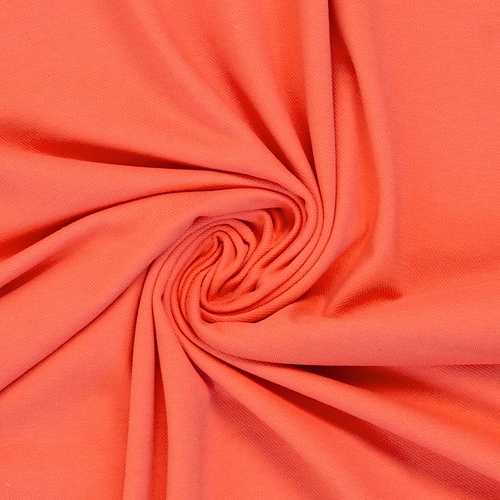European Textured Polo Cotton Jersey, Oeko-Tex, Papaya